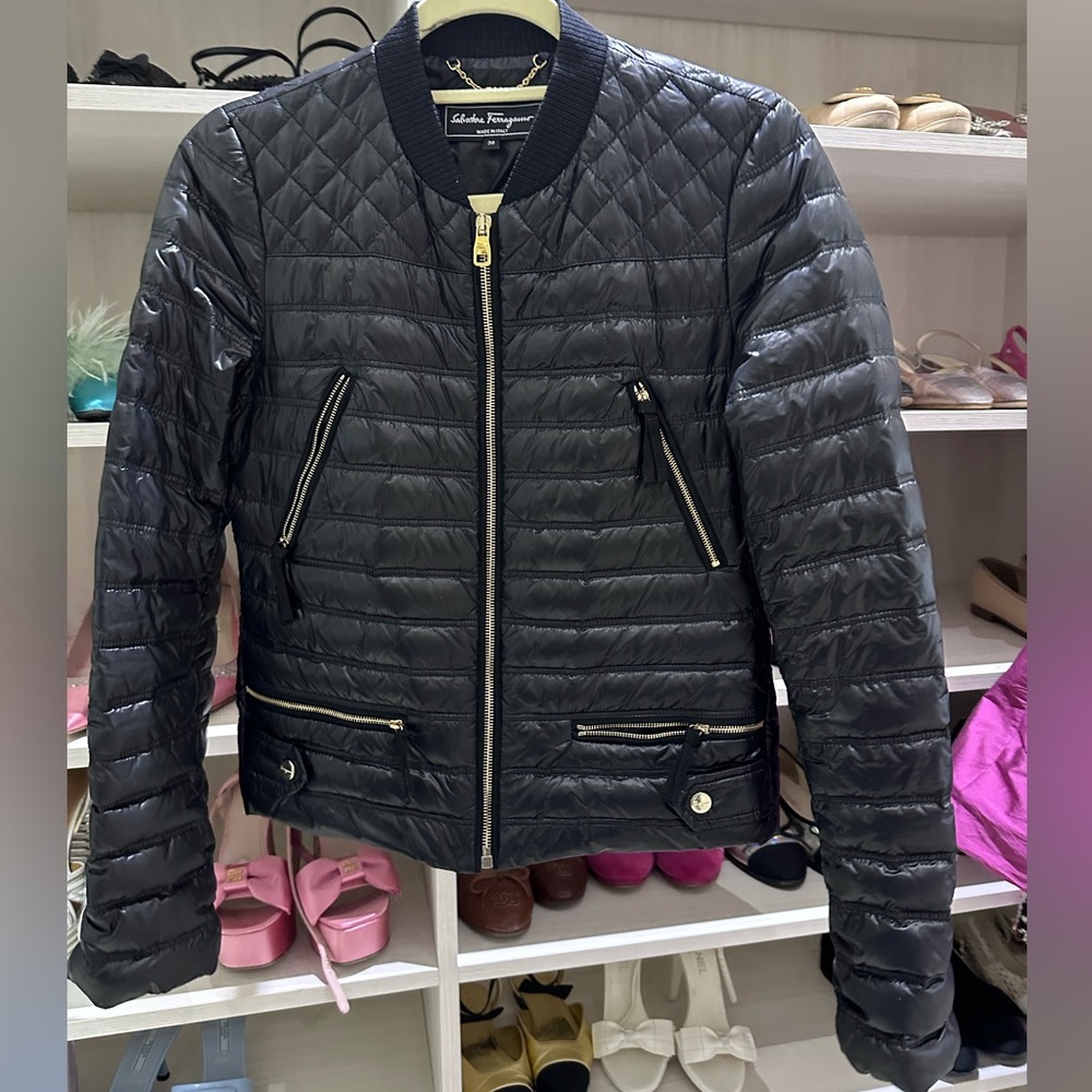 Salvatore Ferragamo Black Down Jacket Puffer Coat 2 4 XS SMALL IT 38